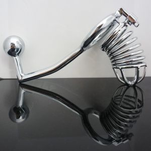 MALE METAL SNAKE CAGE CHASTITY DEVICE WITH HOOK