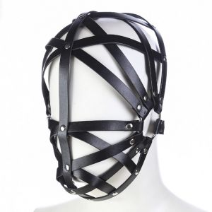 LEATHER BLACK BONDAGE HOOD