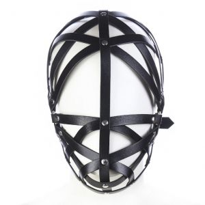 LEATHER BLACK BONDAGE HOOD