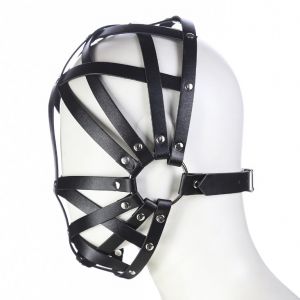LEATHER BLACK BONDAGE HOOD
