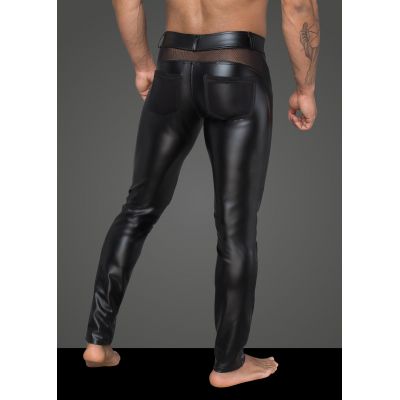 NOIR HANDMADE POWERWETLOOK LONG PANTS WITH INSERTS AND POCKETS MADE OF 3D NET
