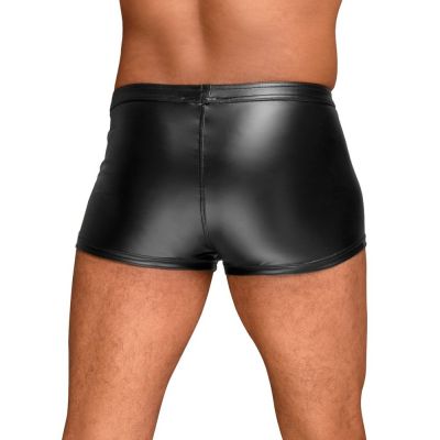 NOIR HANDMADE POWERWETLOOK MEN'S SHORTS WITH DECORATIVE PVC PLEATS