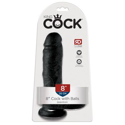 KING COCK WITH BALLS 20CM -BLACK
