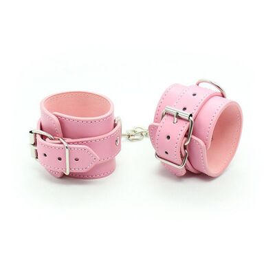 PINK LEATHER HANDCUFFS