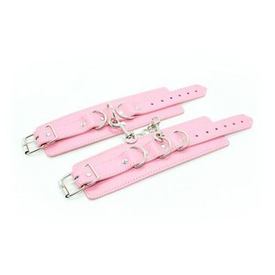 PINK LEATHER HANDCUFFS