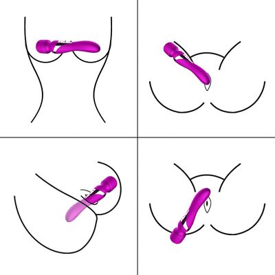 SILICONE DUAL MASSAGER USB 7+7 FUNCTION PURPLE