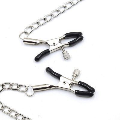 OHMAMA FETISH NIPPLE CLAMPS WITH CHAINS - BITCH