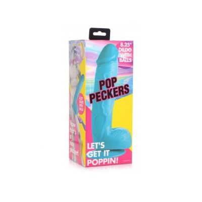 POP PECKERS REALISTIC DILDO W/ TESTICLES 21 CM BLUE