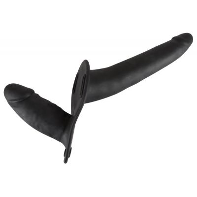 DOUBLE STRAP ON BLACK SILICONE