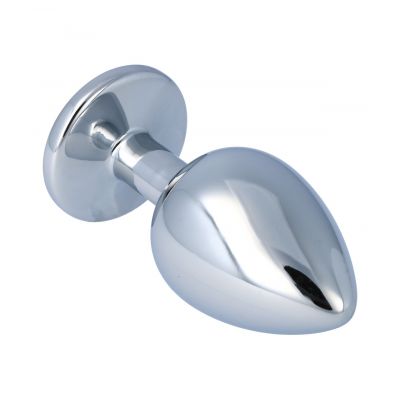 METAL BUTT PLUG WITH CRYSTAL PINK LARGE