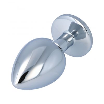 METAL BUTT PLUG WITH CRYSTAL CLEAR LARGE