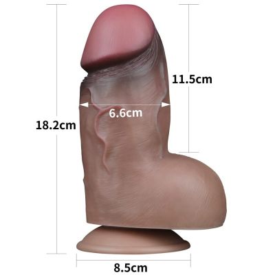 7" DUAL-LAYERED EXTRA THICK SILICONE NATURE COCK BROWN