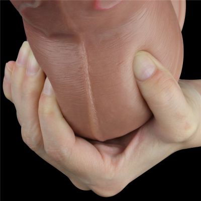 7" DUAL-LAYERED EXTRA THICK SILICONE NATURE COCK BROWN