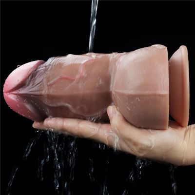 7" DUAL-LAYERED EXTRA THICK SILICONE NATURE COCK BROWN