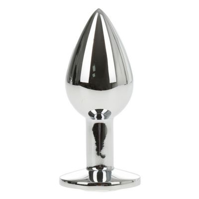 METALLIC BUTTPLUG SMALL, SILVER/CLEAR, PASSION LABS
