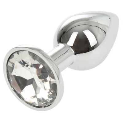 METALLIC BUTTPLUG SMALL, SILVER/CLEAR, PASSION LABS