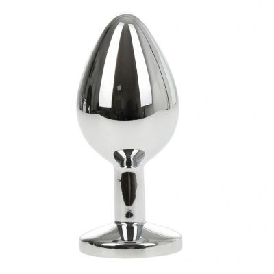 ANAL PLUG METALLIC BUTTPLUG, MEDIUM, SILVER/LIGHT BLUE  PASSION LABS