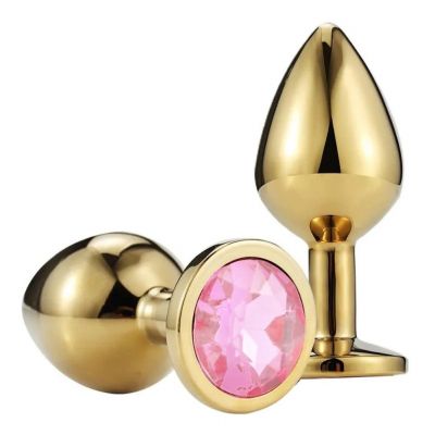 ANAL PLUG METALLIC BUTTPLUG, MEDIUM, GOLD/LIGHT PINK, PASSION LABS