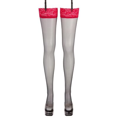 STOCKINGS WITH RED LACE-COTTELLI LEGWEAR