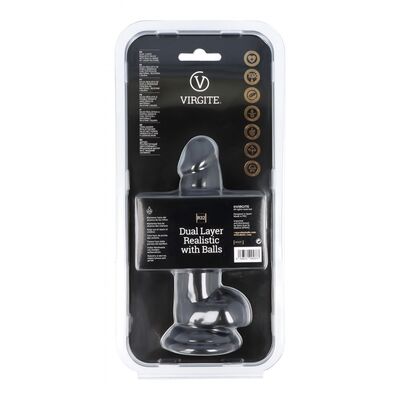 DUAL LAYER REALISTIC 17CM WITH BALLS R32 BLACK
