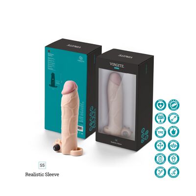 REALISTIC PENIS SHEATH S5 FLESH 19 CM W/ VIBRATION