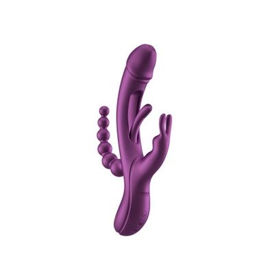 TRILUX KINKY FINGER RABBIT VIBRATOR WITH ANAL BEADS PURPLE