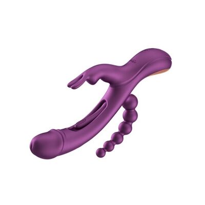 TRILUX KINKY FINGER RABBIT VIBRATOR WITH ANAL BEADS PURPLE