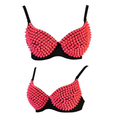 NEON PINK SPIKED BRA
