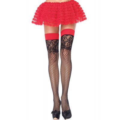 JACQUARD INDUSTRIAL NET THIGH HIGH STOCKINGS