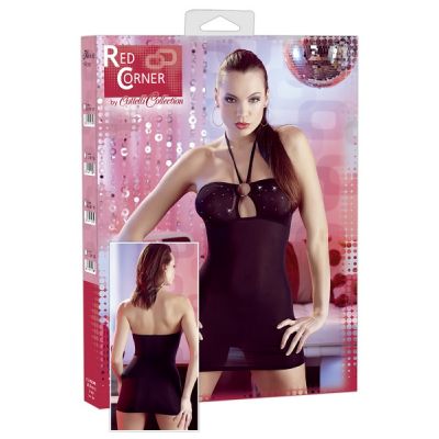 RED CORNER RHINESTONE MINIDRESS