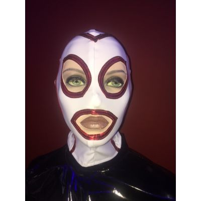 WHITE HOOD WITH RED TRIM