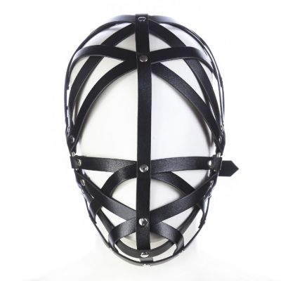 LEATHER BLACK BONDAGE HOOD