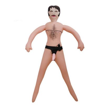 INFLATABLE MALE DOLL WITH STRAP-ON DILDO FLESH
