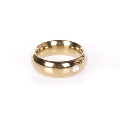 GOLD DONUT COCKRING WITH JEWEL - THICK - 55 MM