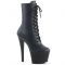 PLEASER SKY 1020 HIGH HEELS PLATFORM FRONT LACE-UP ANKLE BOOTS BLACK VEGAN LEATHER