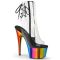 ADORE-1018RC PLEASER PEEP TOE HIGH HEELS PLATFORM ANKLE BOOT RAINBOW CHROME